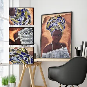 لوحة ماسية خماسية الأبعاد على شكل خاص للفتيات الإفريقيات مطرزة بالألماس تصنعها بنفسك للكبار أو الأطفال لوحة من أحجار الراين صناعة يدوية