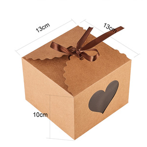 Boîte cadeau en papier Kraft à poignée Portable, 1 pièce, avec fenêtre transparente en forme de cœur, avec corde, pour décoration de mariage, de noël, petits gâteaux, biscuits pour enfants - Product Image 3