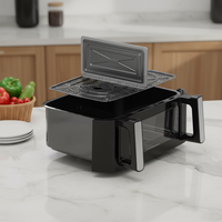 Friteuse à air numérique 8L à double panier en plastique avec panneau de commande TFT, four électrique intelligent multifonctionnel pour la cuisine