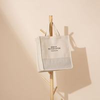 Sac fourre-tout en toile écologique en coton et lin recyclés, grand format, avec logo imprimé personnalisé
