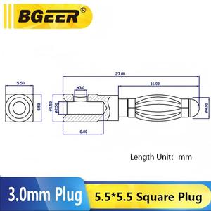 3mm Bananenstecker, Vernickelter Reinkupfer-Anschluss, 5,5*5,5 Quadratischer Materialteststecker für Elektrische Prüfung & Instrumentierung - Product Image 5