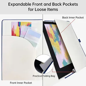 Carnet ligné A5, 360 pages, couverture en PU, papier premium 100 g/m², lignage collège, pour hommes et femmes, usage scolaire et professionnel - Product Image 5