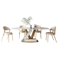 Table à manger en marbre et acier inoxydable doré, style italien, vente chaude, meubles de maison