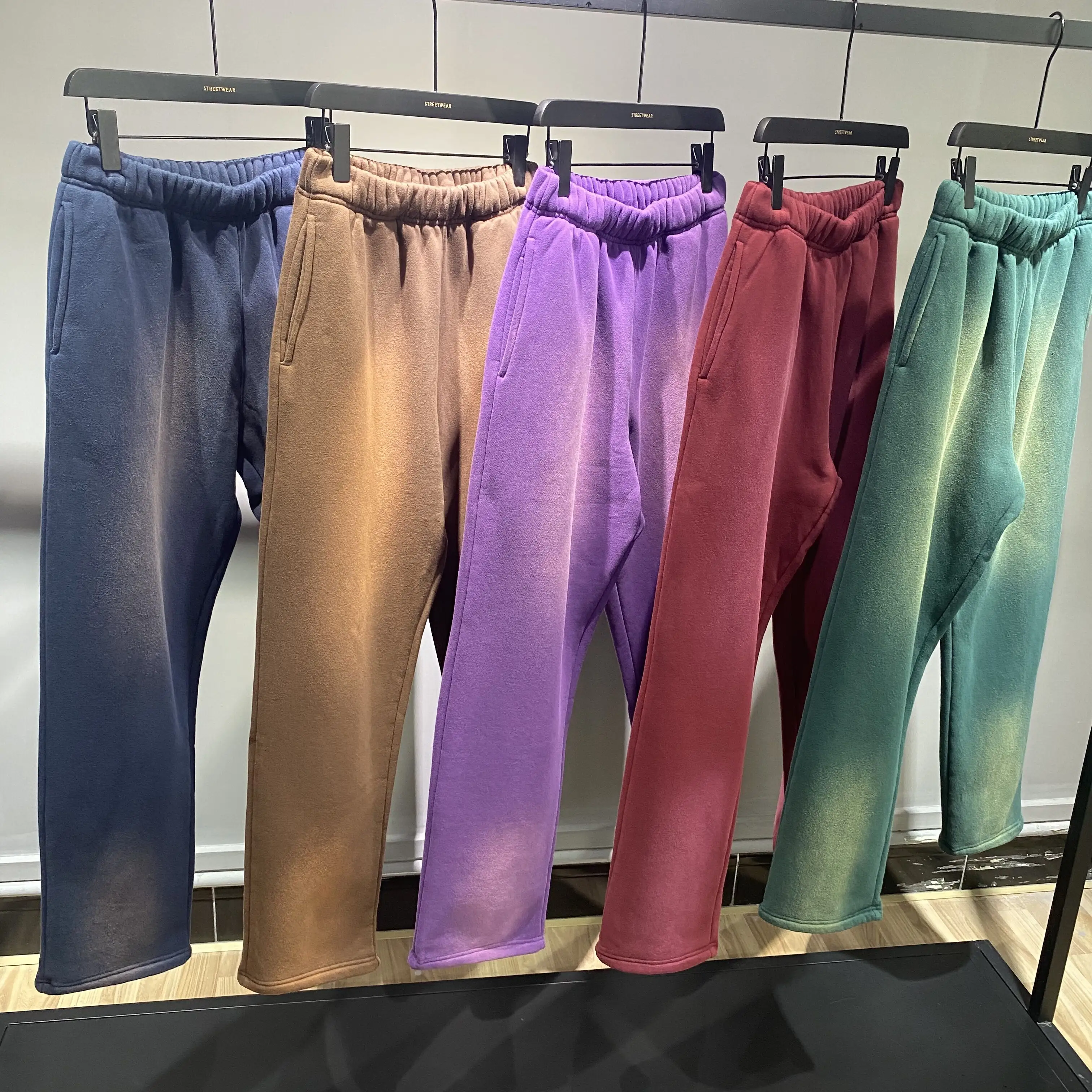 Designer Custom Luxury Mens French Terry pantaloni sportivi a gamba dritta pantaloni della tuta per uomo pantaloni della tuta lavati con logo personalizzato