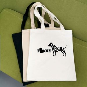 Custom New Fashion Eco-Friendly Canvas Tote <b>Bag</b> with Cat and Dog Prints Plain Design Letter Pattern for Cat and Dog Lovers - Product Image 2