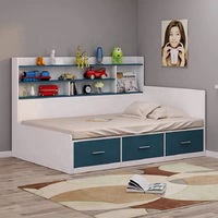 Cama para Niña con Nuevo Diseño de Madera Maciza, Camas Infantiles Individuales, Juego de Muebles Modernos para Dormitorio