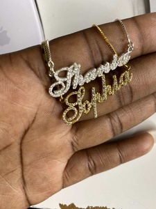 Luxury Sterling <strong>Silver</strong> 925 Jewelry Gold Diamond <strong>Name</strong> <strong>Necklace</strong> Personalized Letters Custom Ice Out Nameplate <strong>Necklaces</strong> - Product Image 6