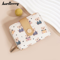 Dompet Pendek Wanita Baru Baellerry Pola Beruang Kartun Lucu Kancing Tekan Ritsleting Dompet Kulit PU Grosir Dompet untuk Wanita