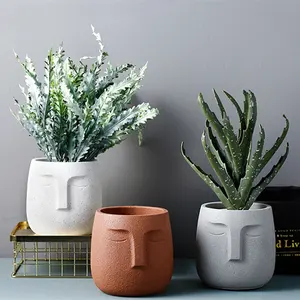 Nordic creativo astratto volto umano di design in ceramica cactus succulente vaso di fiori giardino di casa opaca vasi per la decorazione