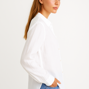 <span class=keywords><strong>Chemisier</strong></span> élégant et décontracté en coton et lin pour femme, vente en gros personnalisée OEM, nouvelle collection été, tendance - Product Image 2