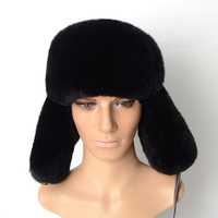 Nuevo Sombrero Ushanka de Piel de Conejo Rex Barato - Personalizable, Unisex, Tejido Común