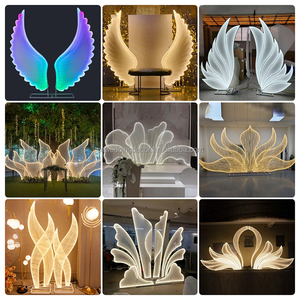 Fond <span class=keywords><strong>lumineux</strong></span> en forme de <span class=keywords><strong>parapluie</strong></span> lisse, chemin de <span class=keywords><strong>mariage</strong></span> en fer, lumières de chemin de <span class=keywords><strong>mariage</strong></span>, fleurs géantes à LED, toile de fond - Product Image 3