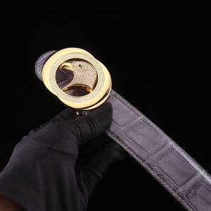 Ceinture de luxe personnalisée pour homme, boucle en acier, largeur 3,8 cm, longueur 100-120 cm, en cuir de crocodile brillant Nile, durable et légère - Product Image 4