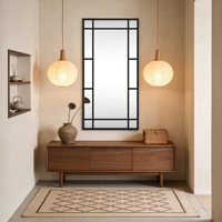 Miroir mural moderne minimaliste en fer noir pour la maison, idéal pour le salon, la salle à manger, la chambre, les villas, la salle de bain, l'appartement