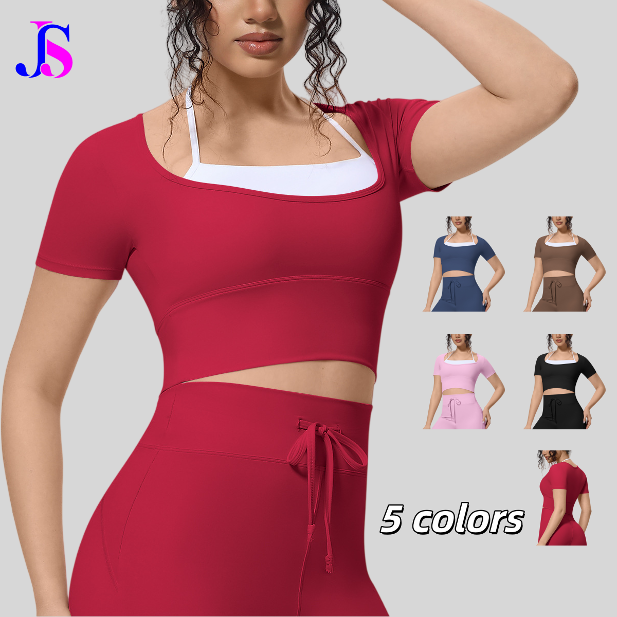 L-7146 New Women's Short-sleeved Sportswear Breathable Gym Fitness Clothes Quick-Drying Yoga Tops Running Sports T-shirt