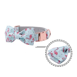 Ensemble de collier pour chien en tissu de luxe, avec logo personnalisable, accessoire pour animaux de compagnie, de qualité supérieure, prix d'usine en vrac - Product Image 2