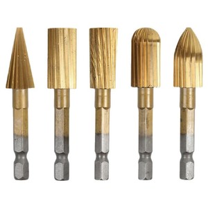 Juego de 5 limas rotatorias de acero de alta velocidad con vástago hexagonal de 6.3 mm, herramientas industriales cónicas para pulido - Product Image 4