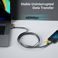 Cable USB 4 en 1, 60W PD USB-C a USB-C, Carga Rápida, Cable Trenzado de Aleación de Zinc, USB-A a USB-C 15W para Laptop, Teléfono, Tablet