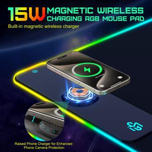 Alfombrilla de Ratón para Juegos Impermeable con Cargador Inalámbrico de 15 W, Diseño Nuevo, 900*400 mm, 10 Moldes de Iluminación RGB para Jugadores - Product Image 3