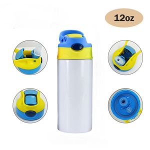 Sublimation 12Oz Double Wall Stainless Steel Insulated Straight Kids Child Vacuum Adult Tumbler Water <b>Bottle</b> With Flip Top Lids - Product Image 4