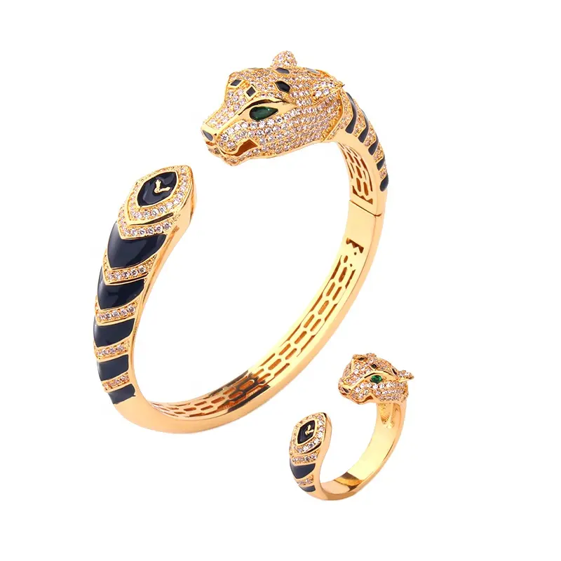 Luxury steel Bangle with Zirconia charm bangle bracelet Filled Panther Bracelet Panther Bracelet Rose Gold Bracelet