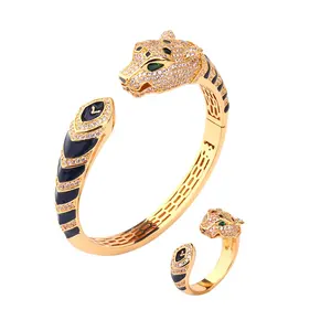 Hot sale black strips panther zirconia bangles bracelet 18k gold jewelry bracelet women bracelet jewelry