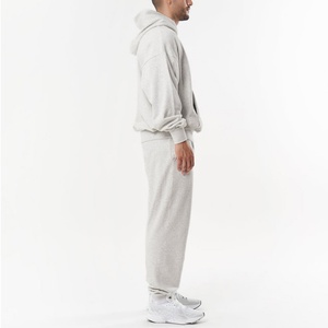 Conjunto Deportivo Personalizado de Corte Cuadrado, Color Gris Jaspeado, Ligero, de Felpa de Algodón, Sudadera con Capucha Extra Grande para Hombre, Pantalones Deportivos, Conjunto de Dos Piezas para Correr - Product Image 4