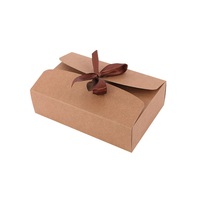 Boîte d'emballage en papier Kraft avec nœud pliable, volants marron, pour bonbons, cookies, savon, chocolat, 50 pièces, avec ruban
