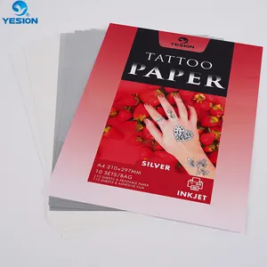 YESION Factory Printable Silver Temporary Waterproof Tattoo Transfer Paper Water Slide Decal Paper For Inkjet Printer