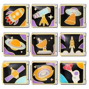 Correa de reloj de acero de titanio Space Moon, chapada en oro, soldada, DIY, italiana, modular, accesorios de dijes para pulsera - Product Image 1