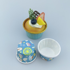 Cartine da Forno Impermeabili Blu con Bordo Arrotolato a Forma <span class=keywords><strong>di</strong></span> <span class=keywords><strong>Margherita</strong></span>, Resistenti al Calore, Compatibili con lo Zucchero, per Cupcake - Product Image 3