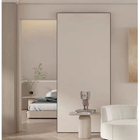 Design minimaliste moderne hydraulique sans rail miroir en verre système de porte coulissante balançoire Kits de cloison intérieure ouverte
