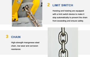 Maxloadc & h Daul rantai listrik kecepatan tunggal pengangkat dengan saklar batas ganda <span class=keywords><strong>hoist</strong></span> listrik dengan kait Suspencion - Product Image 3