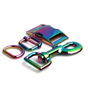 Rainbow Custom Size Color Metal Pet Accessories Side Release Buckle Jump Ring 20mm 25mm Dog Clip For Collars