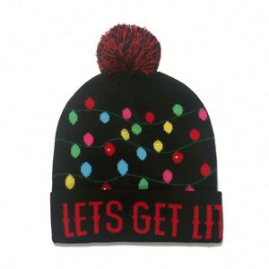 Bonnet lumineux LED Noël 2025 – Chapeau de Père Noël et Élan personnalisable avec logo – Cadeau tricoté pour adulte, idéal pour la plage et les affaires - Product Image 4