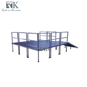 Scène portable stable avec pinces de fixation, 4 pieds * 8 pieds, en alliage d'aluminium et contreplaqué, plateforme de scène réglable - Product Image 2