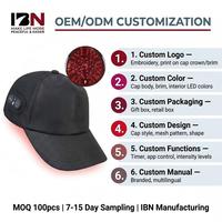 Casque et chapeau de croissance capillaire LED IBN IBN23 avec lumière rouge et bleue, 164 LED, design portable