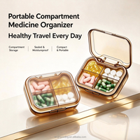 Boîte à pilules portable 7 jours, 4 compartiments, boîte de rangement pour médicaments, étanche à l'humidité, conteneur de médicaments de voyage, distributeur de pilules