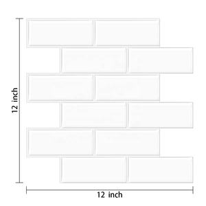 Peel and <strong>Stick</strong> Pule <strong>White</strong> Self Adhesive 3d Mosaic Kitchen Thicker Upgrade Wall <strong>Tile</strong> Waterproof and Removable - Product Image 2