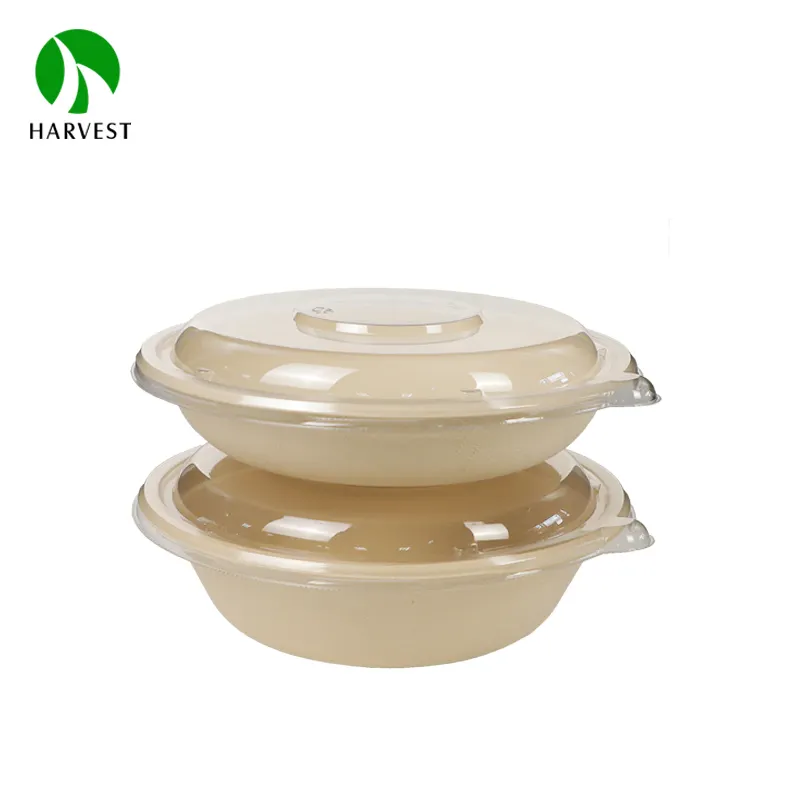 Eco Friendly Biodegradable Disposable Small Takeaway Round Pulp Bagasse 24 32 oz Salad Food Packaging Bowl