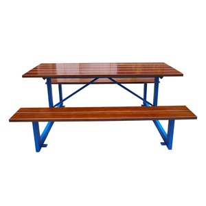 Meubles d'extérieur en bois <span class=keywords><strong>composite</strong></span> plastique <span class=keywords><strong>Table</strong></span> de pique-nique Restaurant Café <span class=keywords><strong>Table</strong></span> d'extérieur en bois WPC avec deux bancs - Product Image 6