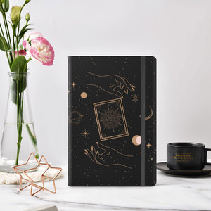 Diario Mágico LABON con Tapa Dura de Diseño Minimalista, Símbolos Bohemios y Astrológicos del Espacio, Estrellas y Luna en Dorado y Negro - Product Image 2