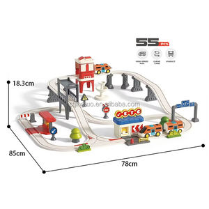 Ensemble <span class=keywords><strong>de</strong></span> jouets <span class=keywords><strong>de</strong></span> construction urbaine <span class=keywords><strong>de</strong></span> ville 55 pièces avec circuit <span class=keywords><strong>de</strong></span> train électrique B/O et voies <span class=keywords><strong>de</strong></span> <span class=keywords><strong>course</strong></span> - Product Image 6