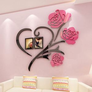 DIY Wall <b>Poster</b> Picture <b>Frame</b> Home Bedroom Wall Stick Multi-Pieces Rose Flower Pattern 3D Acrylic Decoration Wall Sticker - Product Image 4