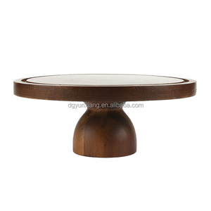 Acacia Wood Cake Stand com Lid - 12in Round Cake <span class=keywords><strong>Holder</strong></span>, 2-em-1 Sobremesa Display Set Grande Acrílico Cake Dome Cover - Product Image 3