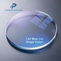 Verres de lunettes Pioneer Optical 1.56 1.60 1.67 1.74 HMC anti-lumière bleue, verres de lunettes à vision simple en résine anti-lumière bleue UV420
