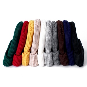 Custom Woven Label Eco Friendly Sustainable RPET Acrylic Wool Material Unisex Gorras Cuffed Skull Cap Beanie Waffle Knitted Hat - Product Image 2