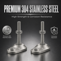 Pieds de nivellement robustes en acier inoxydable 304 avec trou de montage, pieds de machine réglables M12-M30 pour équipement industriel