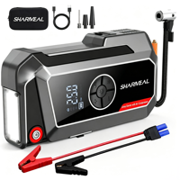 SHARMEAL Démarreur de Voiture Portable 12V 8000mAh avec Compresseur d'Air et Batterie Externe – Kit Portable