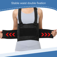 YR-412-1 Cinturón de Soporte Lumbar Elástico y Transpirable con Tirantes para Hombros, de Poliéster y Algodón, para Protección de Espalda y Moldeado de Cintura